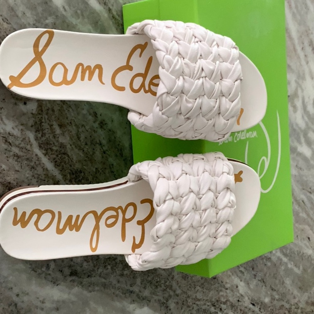White Sam Edelman slides.